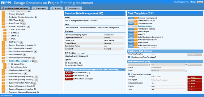 Metamapping in EEPPI: Verknüpfen von Entscheidungen und Aufgabenvorlagen